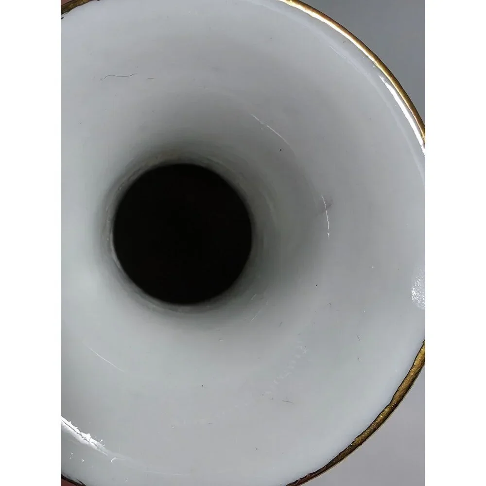 Vintage Hand Painted Porcelain Vase With Scenic Landscapes Gold Detailing